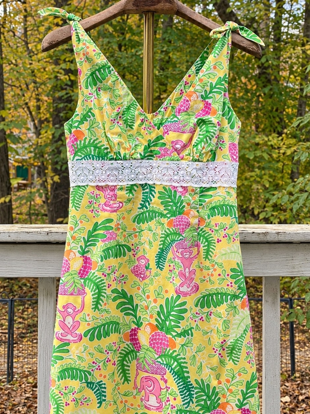 Vintage Lilly Pulitzer Rylen Yellow Lemon Sorbet Monkey Dress